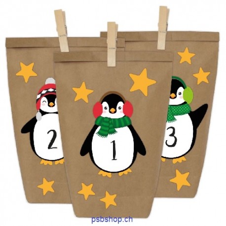 Adventskalender Pinguine – zum Aufkleben, Basteln ab 3-jährig