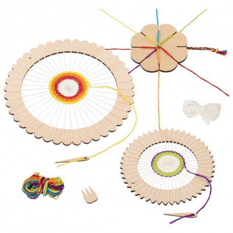 Bastelset Rundwebrahmen und Knüpfblumen