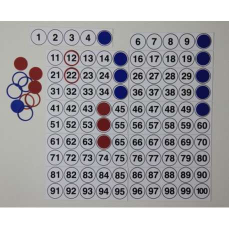 Hunderterfeld für die Tafel magnetisch mit Kreisen und Ringen