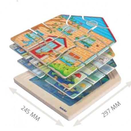 Zuhause - 4-in-1 Lagen-Puzzle in Kindergartenqualität ab 4-jäjrig