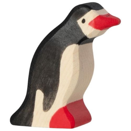 Pinguin, klein, Kopf nach vorn, Holztier