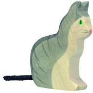 Katze, sitzend, Holzfigur