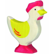 Huhn, stehend, gelb, Holzfigur