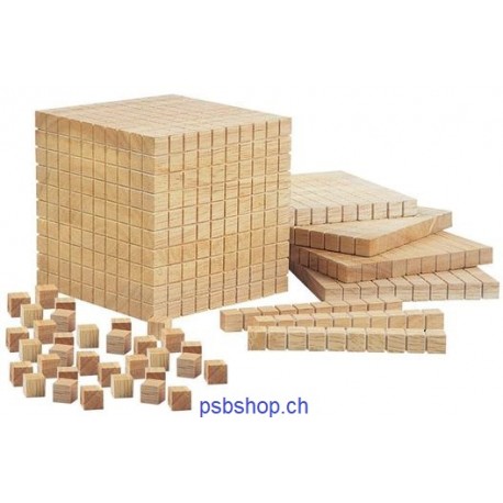 Mathematische Holzwürfel - Zahlenraum bis 1000.